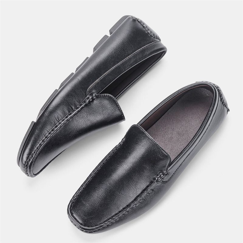 Hommes Microfibre Cuir Respirant Vintage Semelle Souple Slip On Confortable Conduite Casual Chaussures