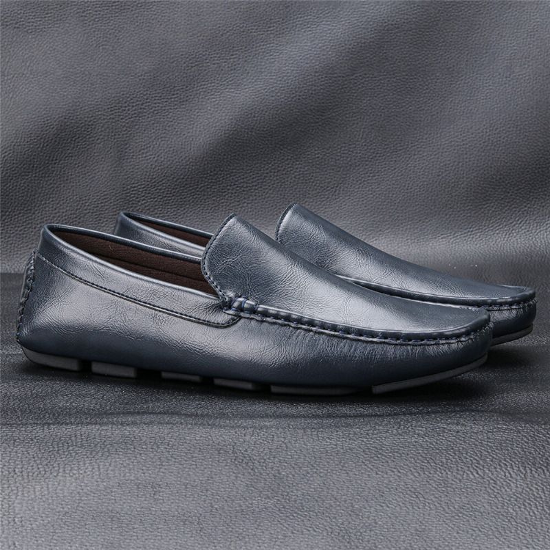 Hommes Microfibre Cuir Respirant Vintage Semelle Souple Slip On Confortable Conduite Casual Chaussures