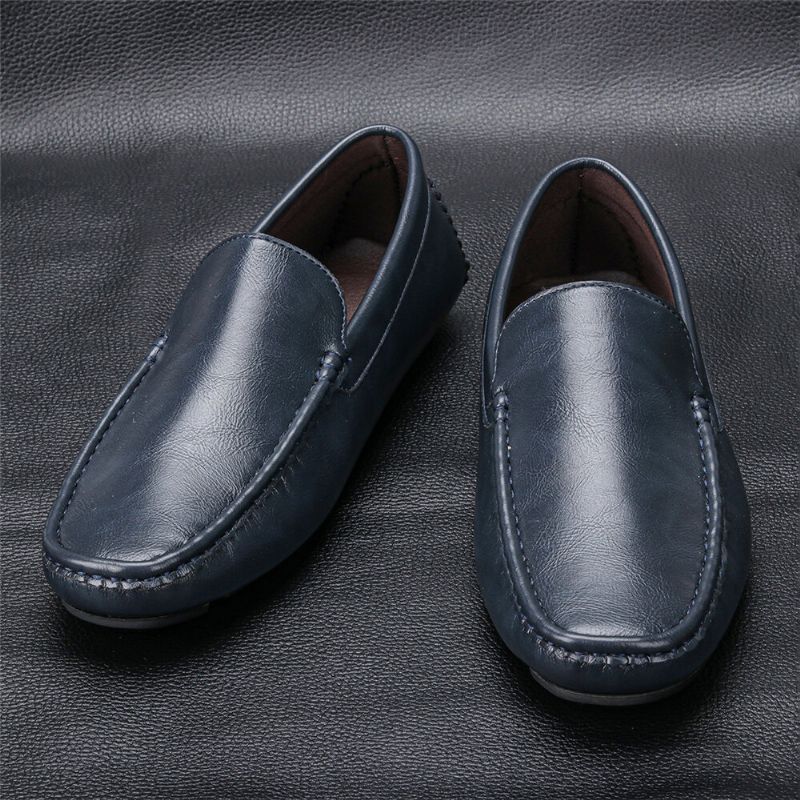 Hommes Microfibre Cuir Respirant Vintage Semelle Souple Slip On Confortable Conduite Casual Chaussures