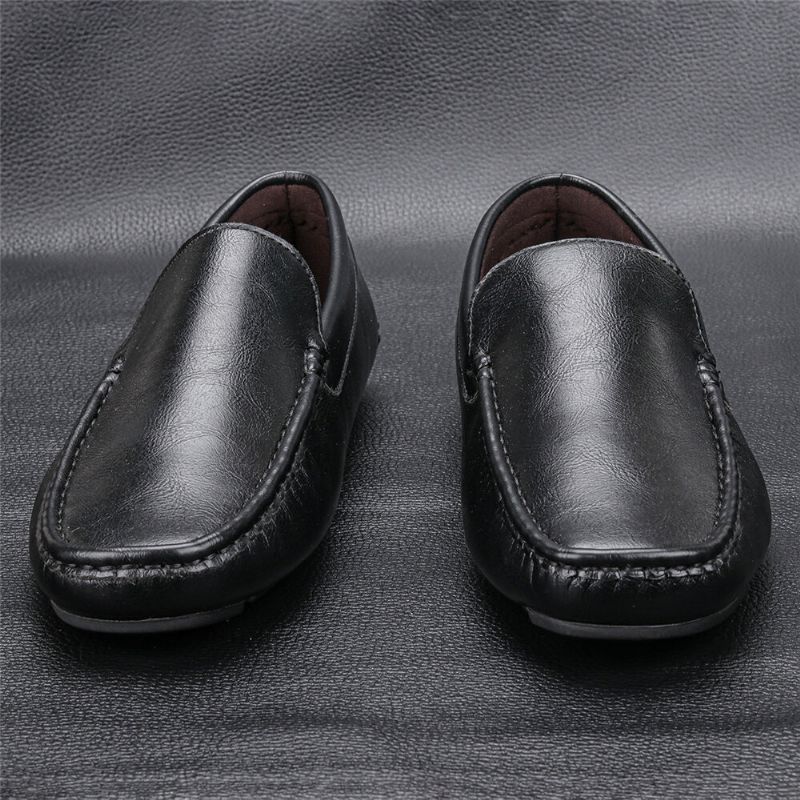 Hommes Microfibre Cuir Respirant Vintage Semelle Souple Slip On Confortable Conduite Casual Chaussures