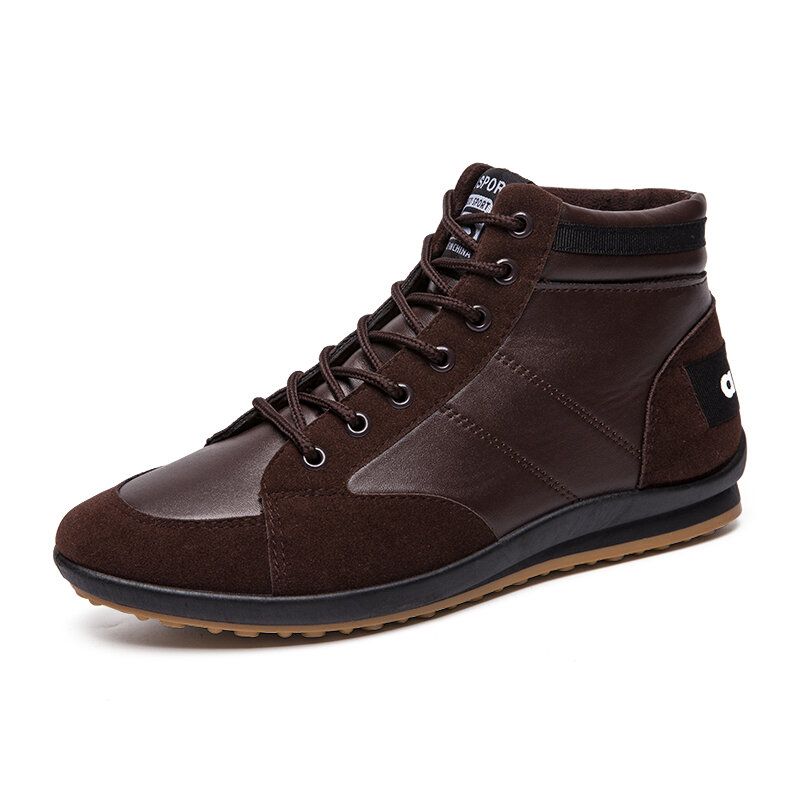 Hommes Microfibre Cuir Semelle Souple Antidérapant Style Rétro À Lacets Casual Mi-mollet Chaussures