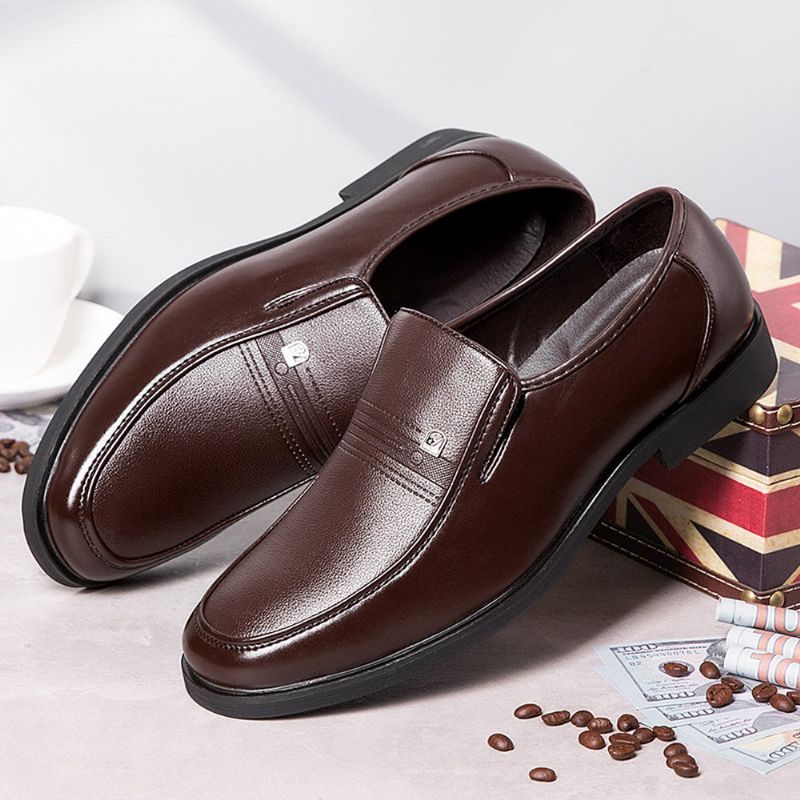 Hommes Microfibre Cuir Souple Slip-on Résistant À L'usure Décontracté Confortable Chaussures D'affaires