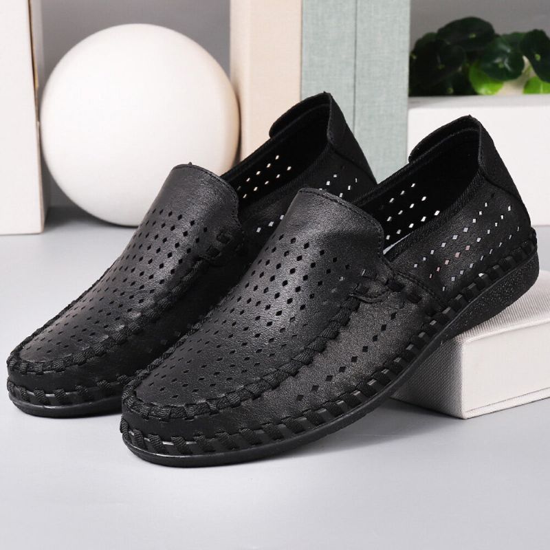 Hommes Microfibre Évider Respirant Semelle Souple Antidérapant Confortable Casual Conduite Chaussures