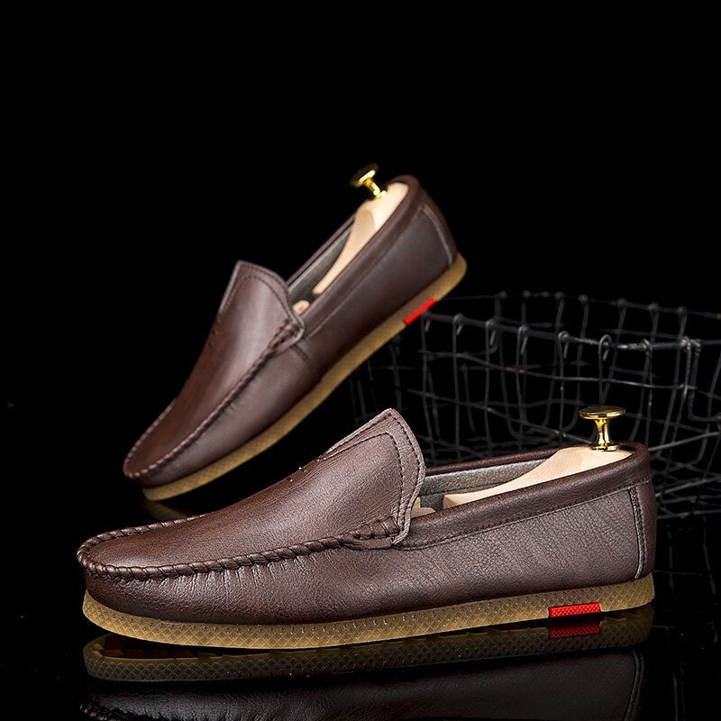 Hommes Microfibre Respirant Comfy Bottom Slip On Driving Casual Leather Mocassins Chaussures