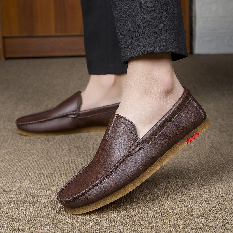 Hommes Microfibre Respirant Comfy Bottom Slip On Driving Casual Leather Mocassins Chaussures