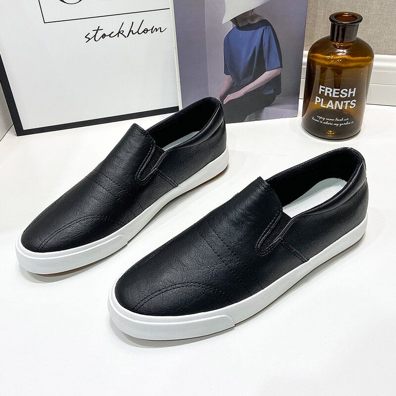 Hommes Microfibre Respirant Comfy Bottom Solid Slip On Casual Court Shoes