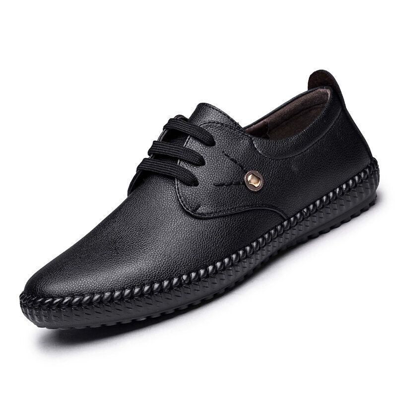 Hommes Microfibre Respirant Cuir Souple Semelle Confortable Lace Up Vintage Casual Driving Shoes