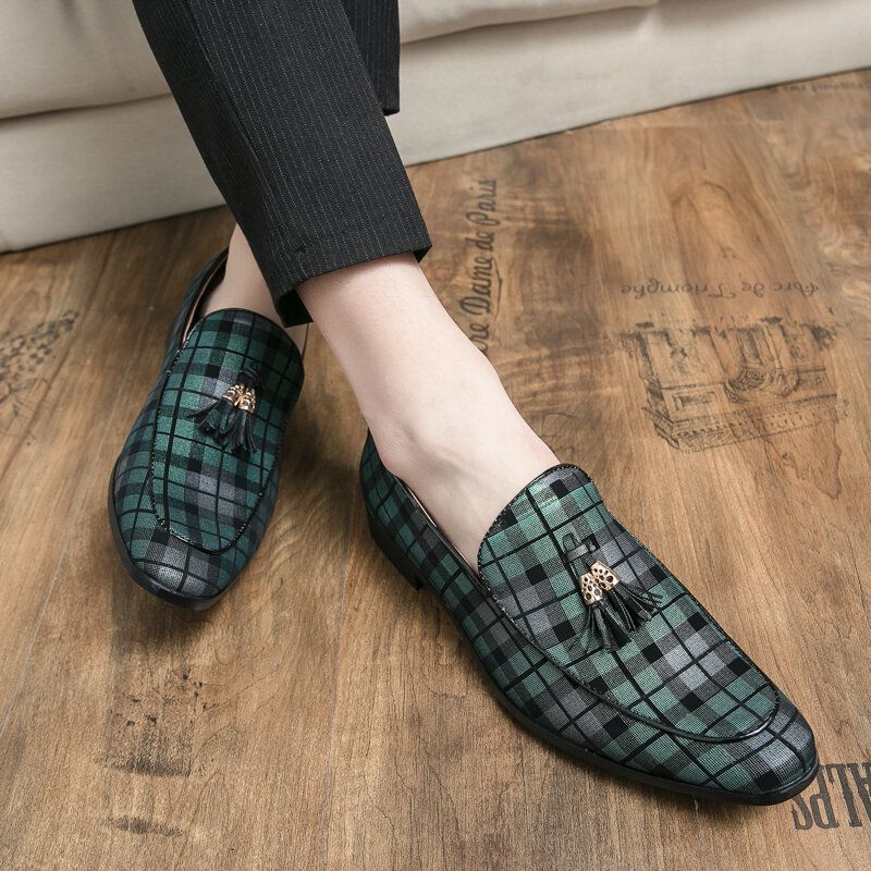 Hommes Microfibre Respirant Lattice Pattern Soft Sole Slip On Casual Business Shoes