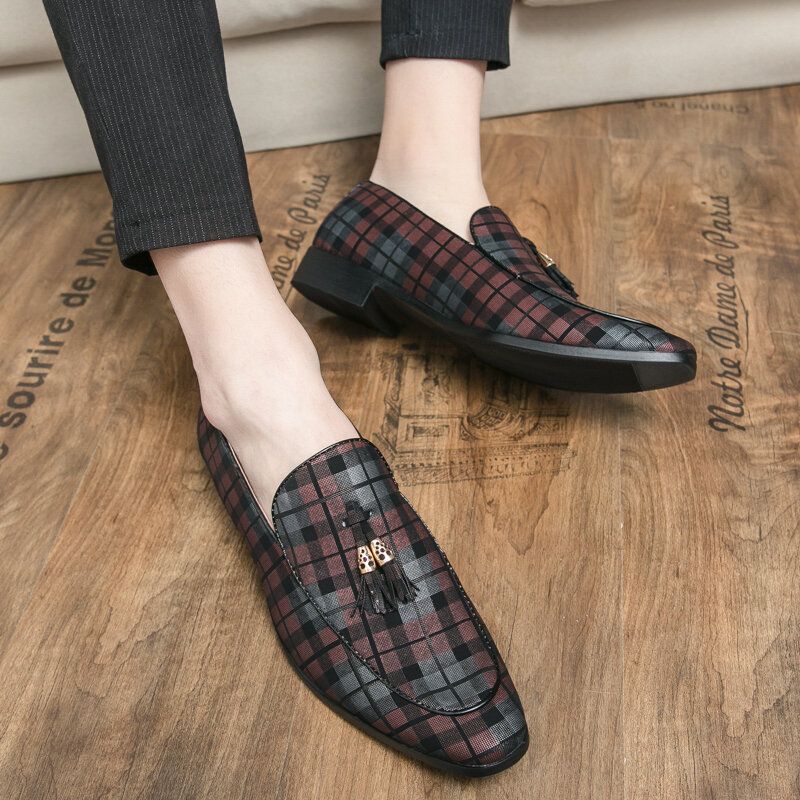 Hommes Microfibre Respirant Lattice Pattern Soft Sole Slip On Casual Business Shoes