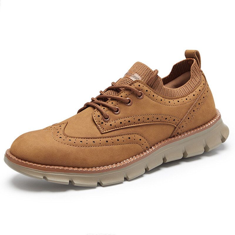 Hommes Microfibre Respirant Semelle Souple Antidérapante Lacets Confortables Chaussures En Cuir Décontractées