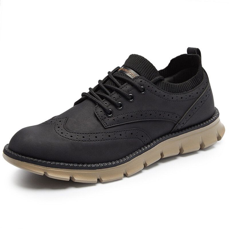 Hommes Microfibre Respirant Semelle Souple Antidérapante Lacets Confortables Chaussures En Cuir Décontractées