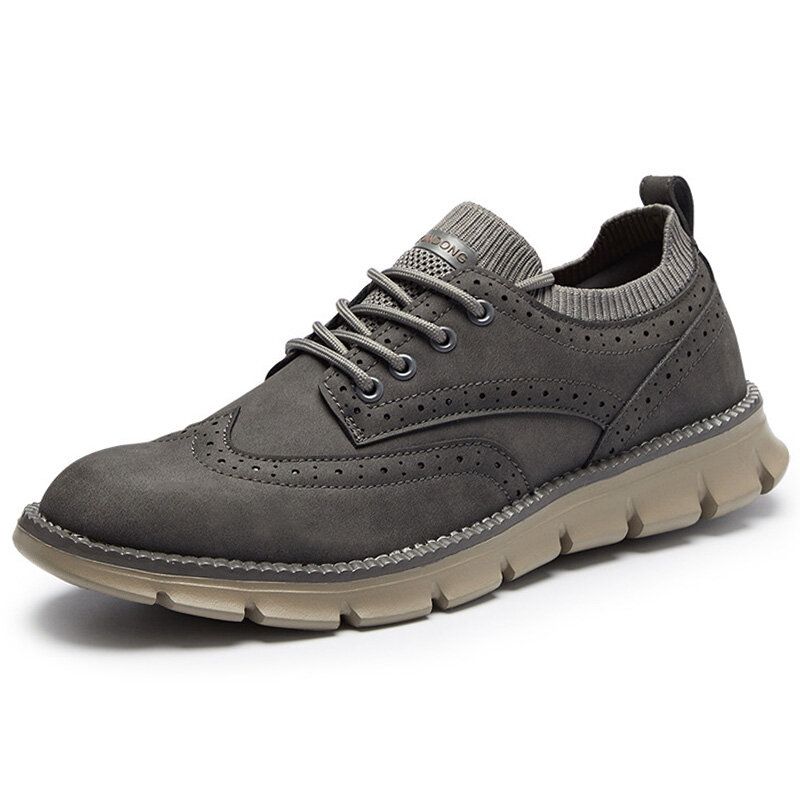 Hommes Microfibre Respirant Semelle Souple Antidérapante Lacets Confortables Chaussures En Cuir Décontractées