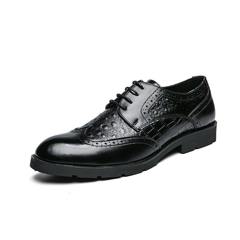 Hommes Microfibre Respirant Semelle Souple Brève Pure Color Oxfords Casual Business Chaussures