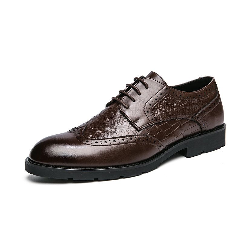 Hommes Microfibre Respirant Semelle Souple Brève Pure Color Oxfords Casual Business Chaussures