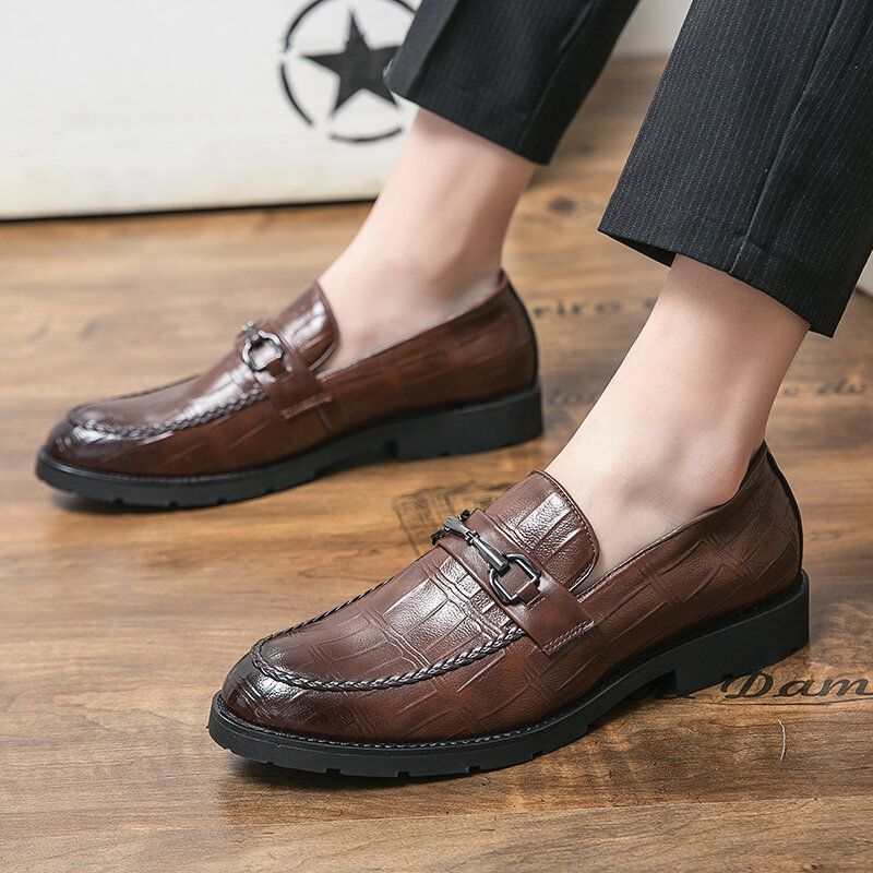 Hommes Microfibre Respirant Semelle Souple Retro Slip On England Style Casual Business Shoes