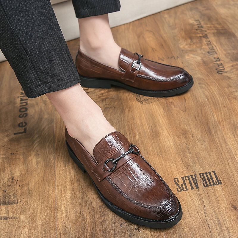 Hommes Microfibre Respirant Semelle Souple Retro Slip On England Style Casual Business Shoes