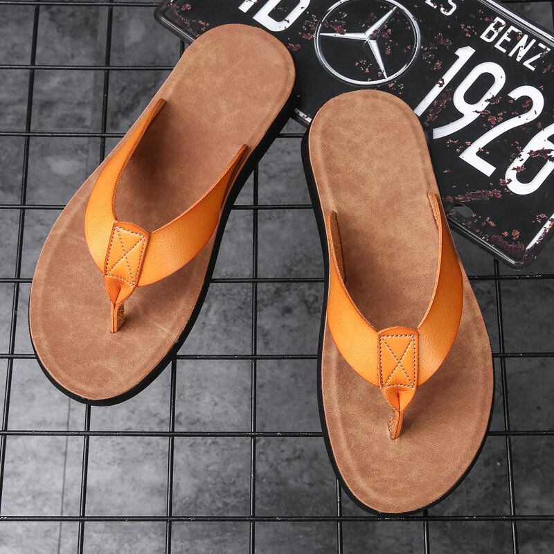 Hommes Microfibre Soft Sole Non Slip Comfy Solid Flip Flops