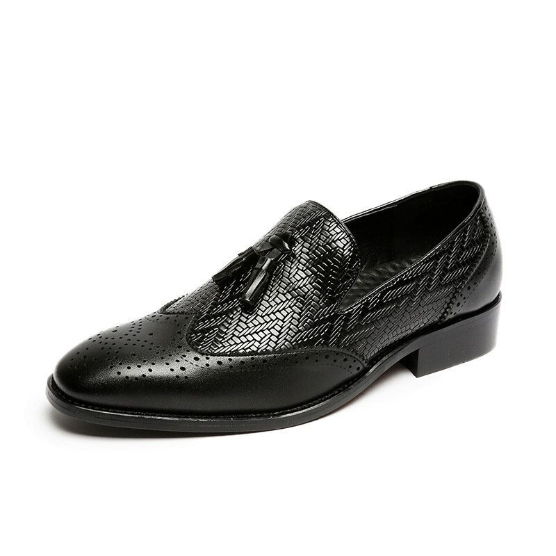 Hommes Microfibre Vintage Woven Pattern Soft Sole Slip On Casual Business Shoes