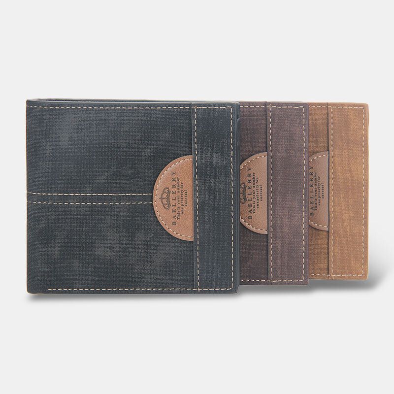 Hommes Mince À Deux Volets Denim Motif Portefeuille En Cuir Pu Multi-cartes Fente Porte-carte Grande Capacité Porte-monnaie