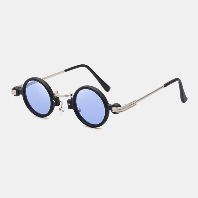 Hommes Mode Protection Uv Extérieure Cadre En Métal Galvanisé Plaquette De Nez Antidérapante Cercle Lunettes De Soleil Rondes