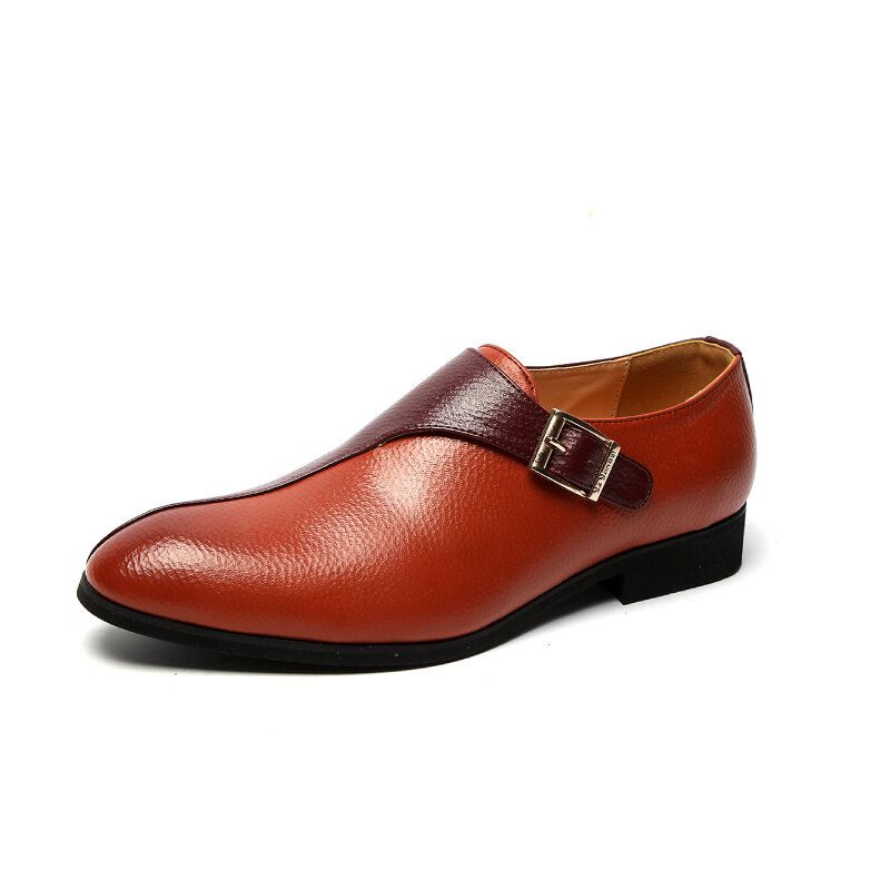 Hommes Monk Contrast Color Business Chaussures Habillées En Cuir Pu