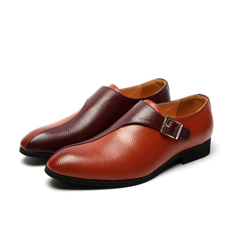 Hommes Monk Contrast Color Business Chaussures Habillées En Cuir Pu