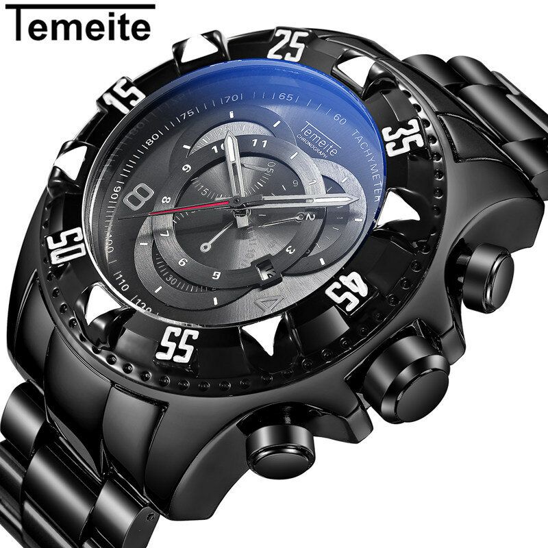 Hommes Montre Business Étanche Lumineux En Acier Inoxydable Calendrier Trois Yeux Quartz Montre