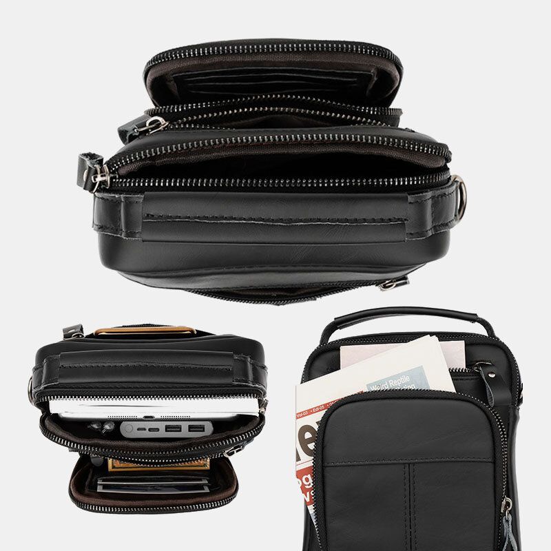 Hommes Multi-poches Rétro 6.5 Pouces Téléphone Sac Taille Sac Dos Anti-vol Poche Conception Bandoulière Sacs Ceinture Sac