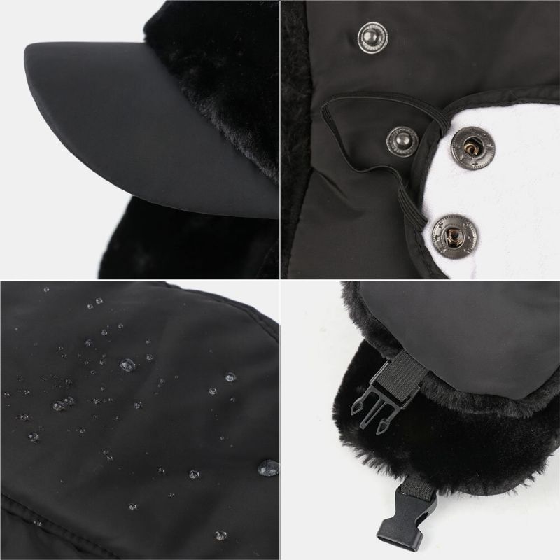 Hommes Multi-usage Amovible Masque Rideau Respirant Coupe-vent Trappeur Chapeau Hiver En Peluche Épaissir Chaud Oreille Protection Russe Chapeau Ushanka Chapeau