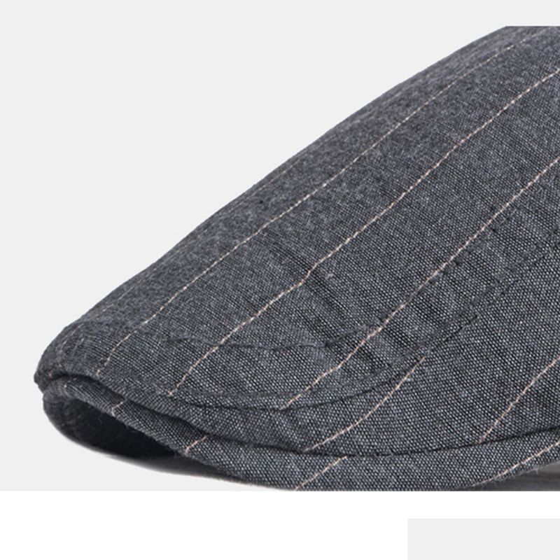 Hommes Newsboy Hat Cotton Vintage Striped Thin Breathable British Beret Flat Cap