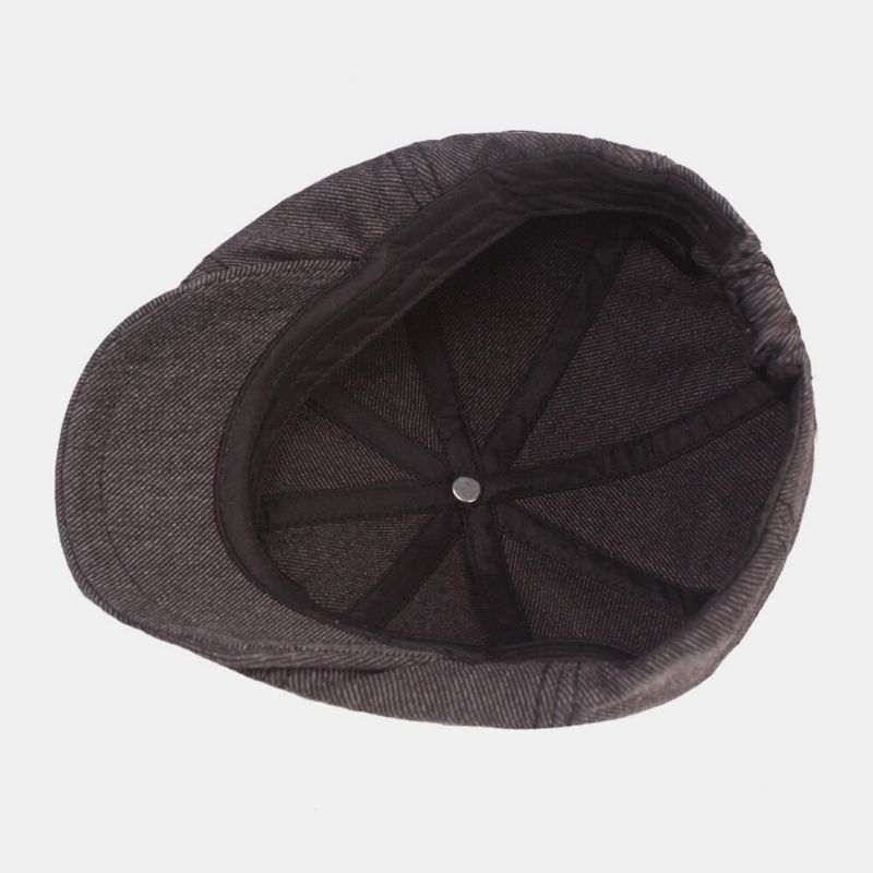 Hommes Newsboy Hat Washed Distressed Cotton Solid Letters Metal Round Label Sunshade Casual Painter Hat Octogonal Beret Flat Cap