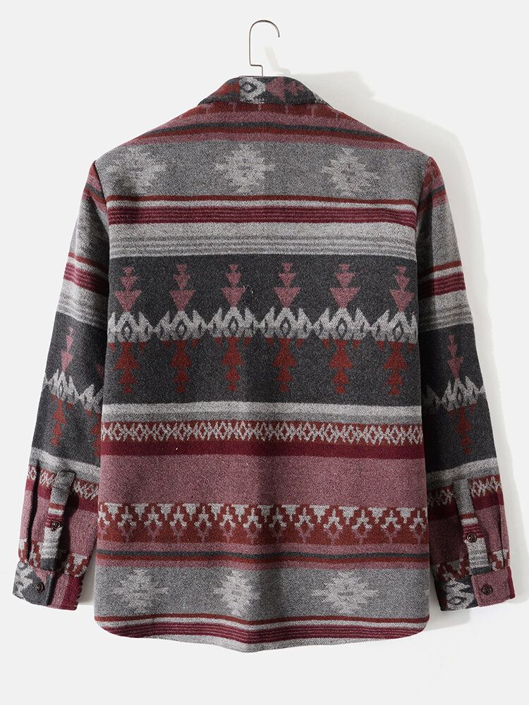 Hommes Noël Elk Snowflake Imprimé Rayé Poche Poitrine Vestes