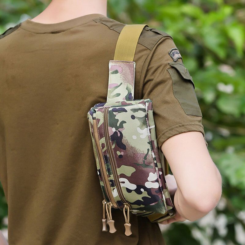 Hommes Nylon Camouflage Multi-porter Multi-poches Sport En Plein Air Tactique Sac À Bandoulière Poitrine Sac