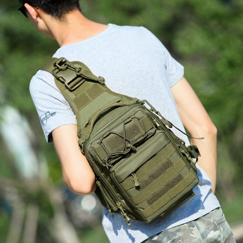 Hommes Nylon Camouflage Multifonction Grande Capacité Pêche En Plein Air Sacs À Bandoulière Sac De Poitrine Sac Tactique