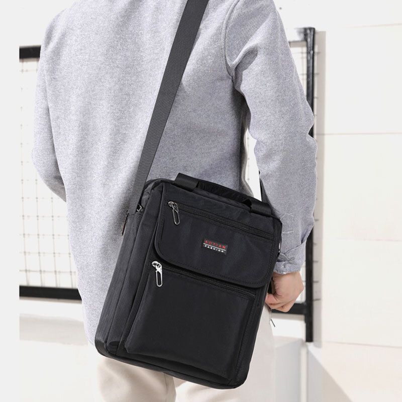 Hommes Nylon Décontracté Bref Étanche Multi-poches Multi-usages 12 Pouces Pochette D'ordinateur Sac À Main Sac À Bandoulière Sac À Bandoulière