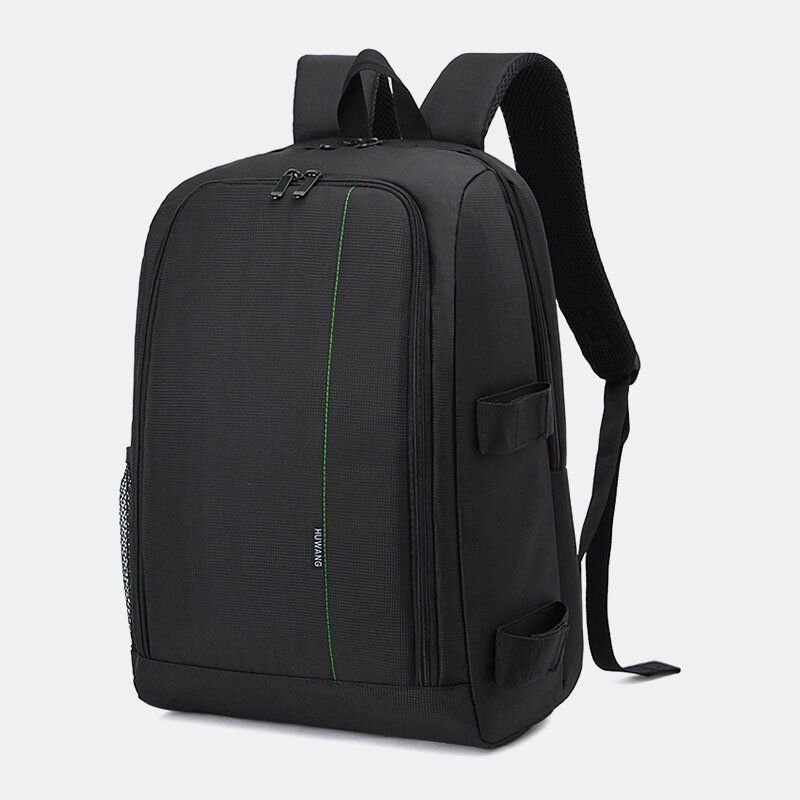 Hommes Nylon Étanche Couleur Unie Grande Capacité Caméra Équipement Ordinateur Portable Caméra Sac À Dos