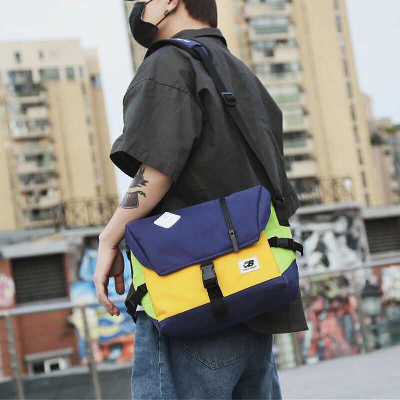 Hommes Nylon Moyenne Capacité Contraste Couleur Casual Personnalité Sac D'école Sac À Bandoulière Sac À Bandoulière