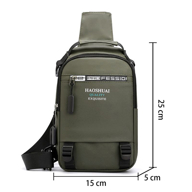 Hommes Nylon Tissu Casual Portable Usb Charge Conception Poitrine Sac Étanche Quotidien Sac À Bandoulière