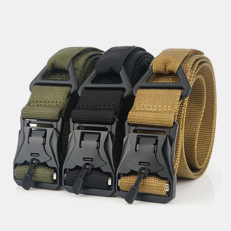 Hommes Nylon Tressé 125cm Aimant Boucle À Dégagement Rapide Multifonctionnel Extérieur Formation Militaire Ceintures Tactiques