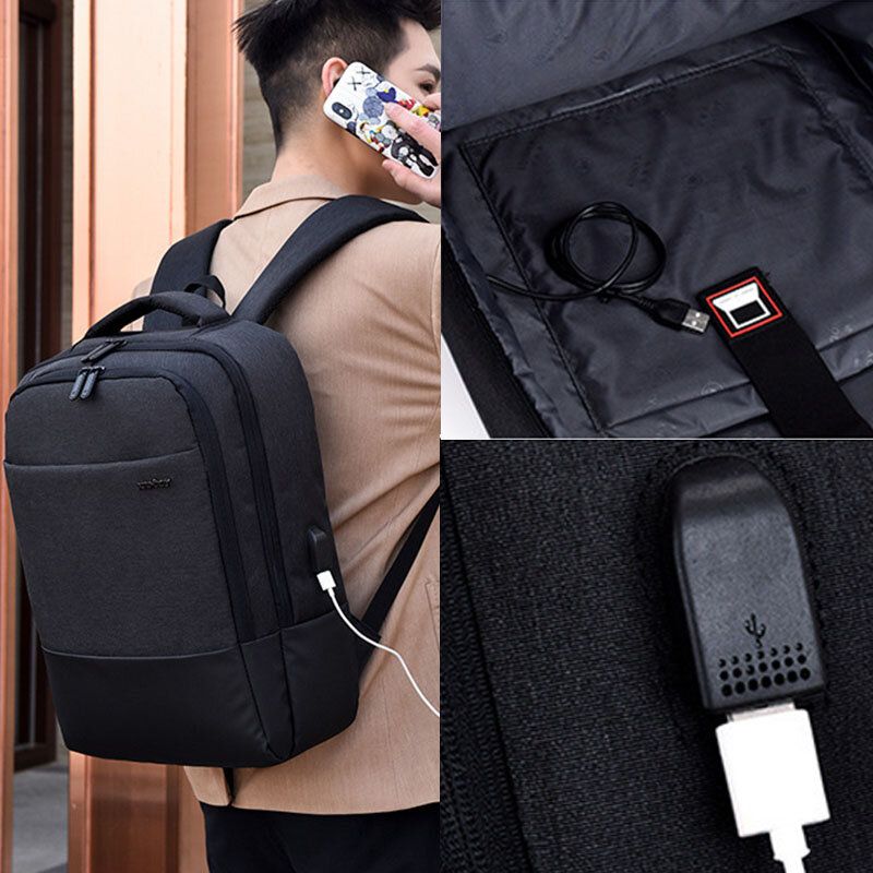 Hommes Nylon Usb Charge Casual Grande Capacité 15.6 Pouces Sac Pour Ordinateur Portable Voyage Sac À Dos