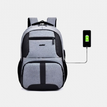 Hommes Nylon Usb Charge Étanche Affaires Grande Capacité 15.6 Pouces Sac Pour Ordinateur Portable Bagages Sac À Dos