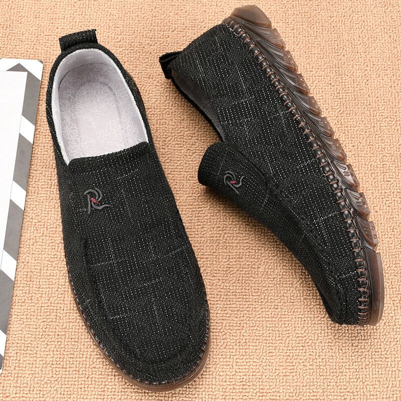 Hommes Old Peking Style Cloth Hand Stitching Slip On Casual Shoes