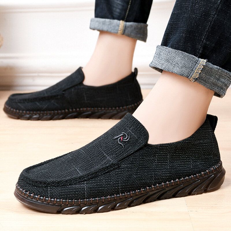 Hommes Old Peking Style Cloth Hand Stitching Slip On Casual Shoes