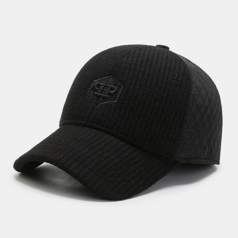 Hommes Oreillette Chapeau Lettre Étiquette Broderie Couture Intégrée Protection De L'oreille Automne Hiver Casquette De Baseball Résistant Au Froid