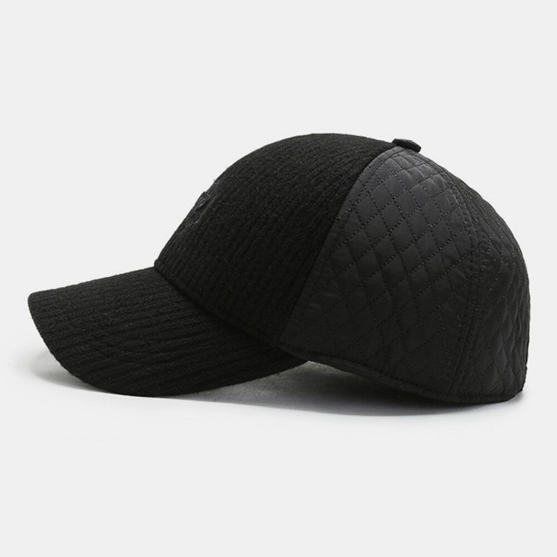 Hommes Oreillette Chapeau Lettre Étiquette Broderie Couture Intégrée Protection De L'oreille Automne Hiver Casquette De Baseball Résistant Au Froid