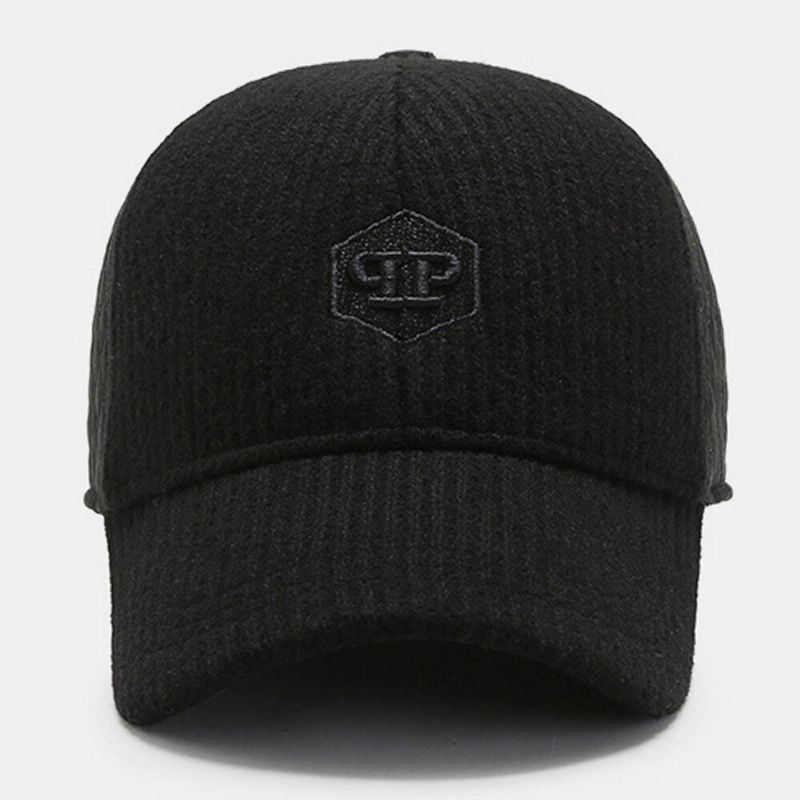 Hommes Oreillette Chapeau Lettre Étiquette Broderie Couture Intégrée Protection De L'oreille Automne Hiver Casquette De Baseball Résistant Au Froid