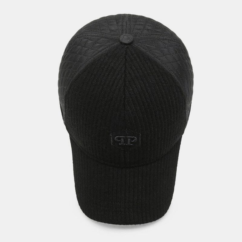 Hommes Oreillette Chapeau Lettre Étiquette Broderie Couture Intégrée Protection De L'oreille Automne Hiver Casquette De Baseball Résistant Au Froid