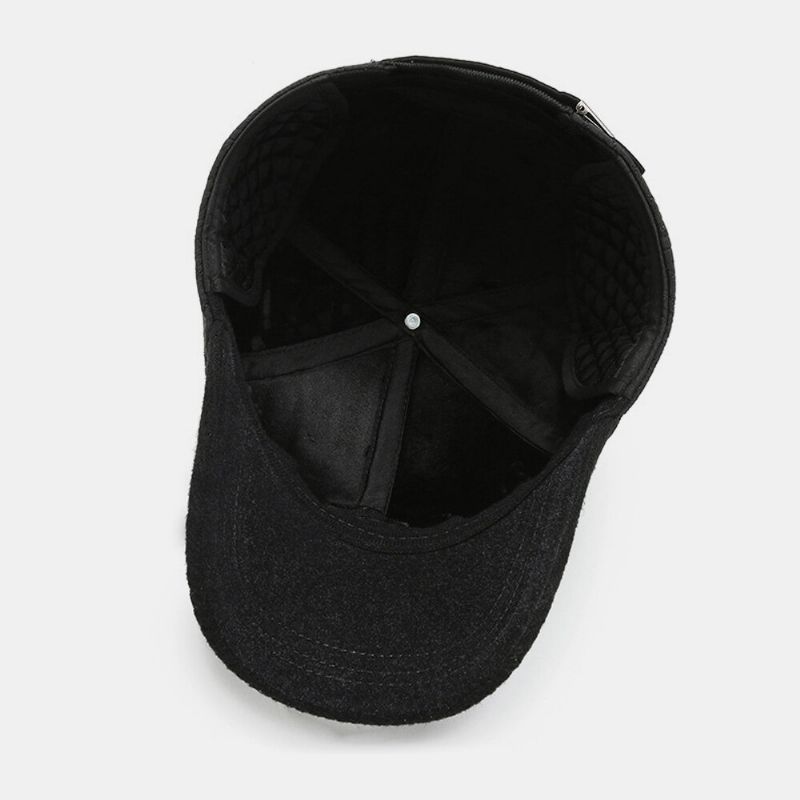 Hommes Oreillette Chapeau Lettre Étiquette Broderie Couture Intégrée Protection De L'oreille Automne Hiver Casquette De Baseball Résistant Au Froid