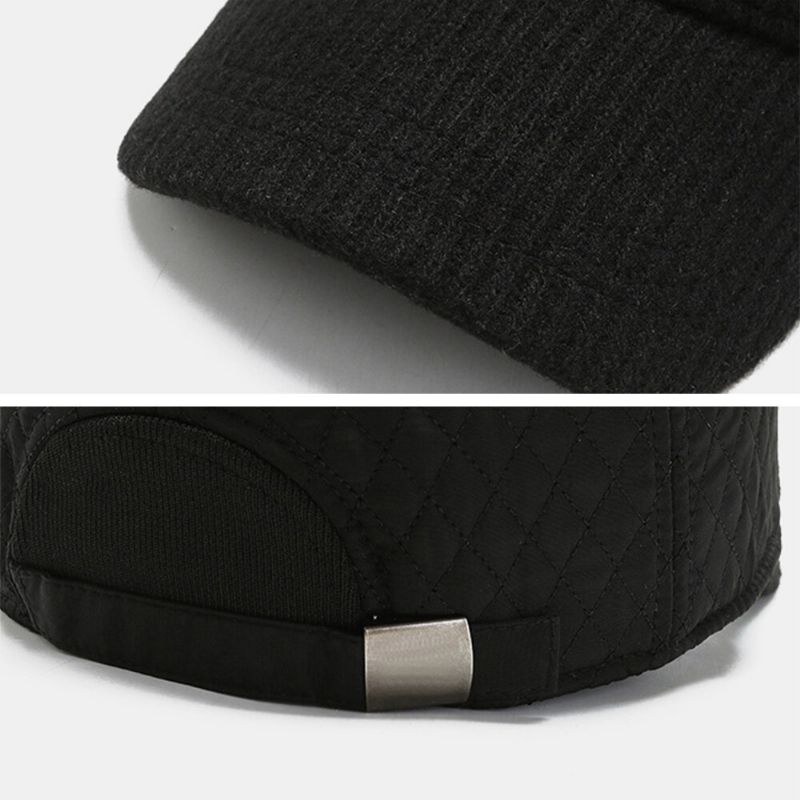 Hommes Oreillette Chapeau Lettre Étiquette Broderie Couture Intégrée Protection De L'oreille Automne Hiver Casquette De Baseball Résistant Au Froid