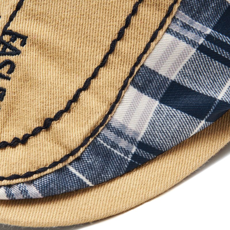 Hommes Outdoor Cotton Patchwork Plaid Stitching Adustable Sunshade Beret Flat Hat